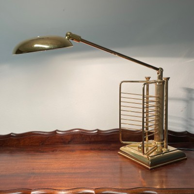 Gold-plated El Casco Table Office Light with CD holder